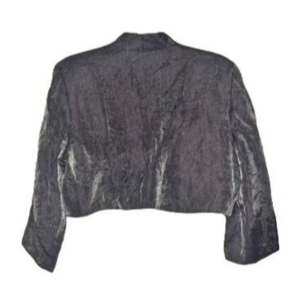 R&M Richards Metallic Cropped Jacket Topper Silver Womens 14 Party Holiday Fairy - Picture 2 of 7